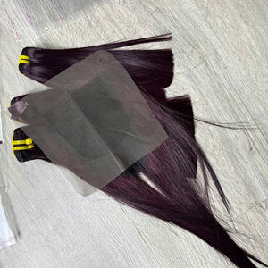 วิกผมลูกไม้แท้แบบชาวเวียดนาม100% สำหรับต่อผมแบบตรงไล่เฉดสีม่วงเข้มสองชั้น - Product Image 3
