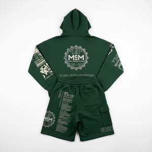 Ensemble de survêtement décontracté personnalisé en coton épais 100 % avec impression sérigraphiée, sweat à capuche zippé orné de strass et short à cordon de serrage, deux pièces délavées à l'acide pour homme - Product Image 3