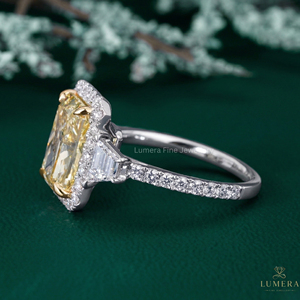 5.289 <b>Carat</b> Yellow Radiant Round Cut D E Lab Grown Diamond Engagement <b>Ring</b> Solid 9k 10k 14k 18k <b>Gold</b> Bridal Wedding Band Jewelry - Product Image 2