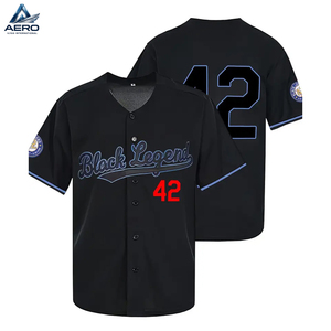 Camiseta Deportiva de Manga Corta con Diseño de Bordado de Letras en Color Negro Clásico OEM, Transpirable, para Entrenamiento y Competición, Estilo Jersey de Béisbol Negro - Product Image 3