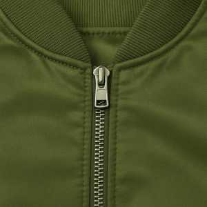 Green Satin Varsity Jacket Men's Stand Collar Button Front Fashionable Wool Blend <b>Coat</b> - Product Image 4