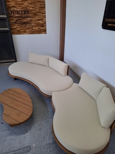Outdoor Teak Wood Curved <b>Sofa</b> <b>Set</b> with Coffee Table Patio Poolside Garden Hotel Villa Resort Furniture Manufacturer Indonesia - Product Image 6