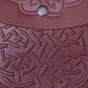 Scottish Kilt Medieval Sporran Celtic Knot Double Embossed Brown Genuine Leather Sporran with <b>Chain</b> and <b>Belt</b> - Product Image 3