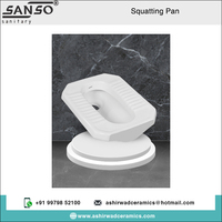 Meilleure Offre SANSO Cuvette de toilette à la turque en céramique blanche, design moderne, fixation au sol, garantie 5 ans, Modèle salle de bain MD Pan-7008