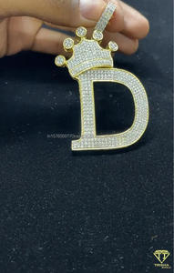 Collar Personalizado con Colgante de Burbuja D, Chapado en Oro de Lujo, Estilo Hip Hop, Joyería de Moda - Product Image 3