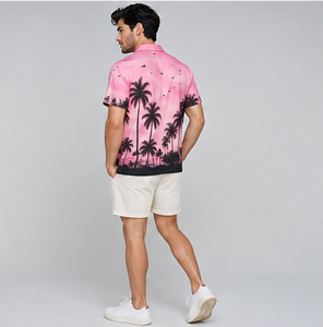 Camisas de Playa Sublimadas Personalizadas para Hombre, Estilo Hawaiano Tropical, Manga Corta, Botones, Holgadas, Casuales, Estampado Floral, Ropa de Playa de Verano - Product Image 1