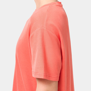 Camiseta de Cuello Redondo Extra Grande para Mujer, Manga Corta, Color Sólido, Jersey de Algodón, Transpirable, Corte Holgado, para Primavera/Verano, con Logotipo Estampado - Product Image 3