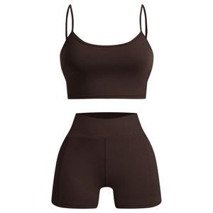 Conjunto de Yoga Acanalado con Logotipo Personalizado, 2 Piezas, Ropa Deportiva sin Costuras para Mujer, Leggings de Cintura Alta y Sujetador Deportivo para Entrenamiento - Product Image 3
