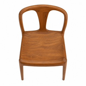 Chaise de salle à manger scandinave moderne en teck massif, imperméable, avec dossier sculpté pour hôtel et appartement - Product Image 4