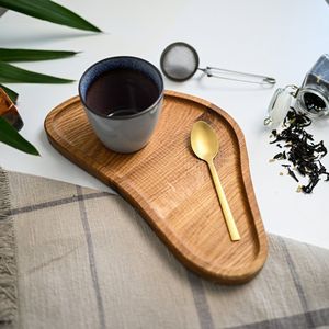 Bandeja de servir de madera orgánica de forma irregular, bandeja de madera oscura moderna, bandeja decorativa de alta calidad, muy vendida. - Product Image 2