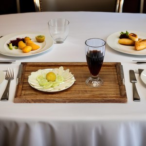Handmade Wooden Serving Tray with Aluminum Handles: Engraved <b>Rustic</b> <b>Home</b> <b>Decor</b> - Product Image 3