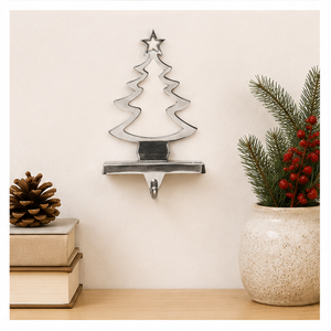 Wholesale Silver Metal Christmas Tree <b>Stocking</b> <b>Holder</b> For Mantel Weighted Non-Slip Zinc Alloy <b>Stocking</b> Hanger Decoration - Product Image 2
