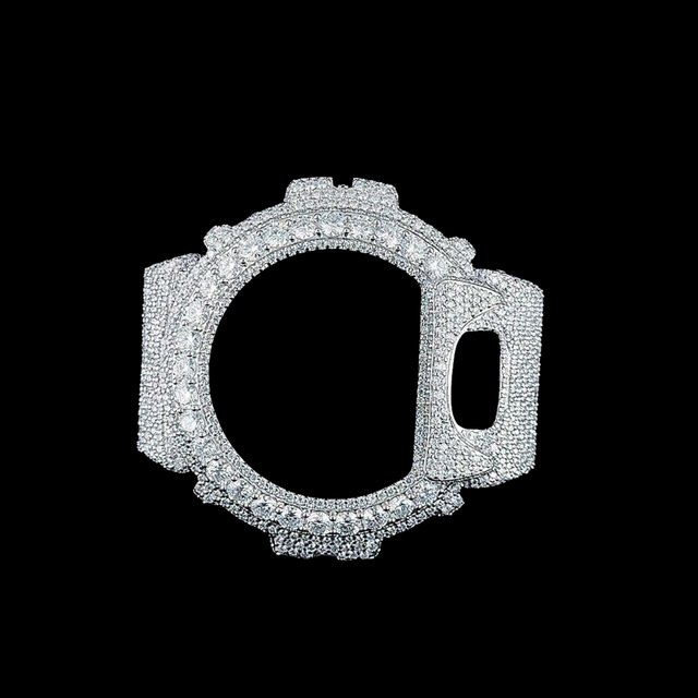 Luxury Iced Out Diamond Pave Square Watch Bezel GS-6900 Quartz Movement White Gold Custom Bust Down Jewelry Frame