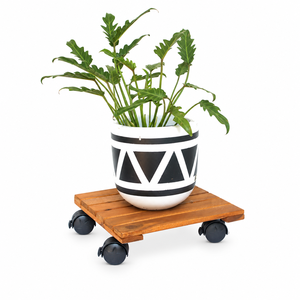 Carrito Moderno de Alta Calidad para Plantas de Acacia, Cuadrado, 30x30cm, con Ruedas, Ecológico, para Hogar, Jardín, Centro Comercial - Product Image 1