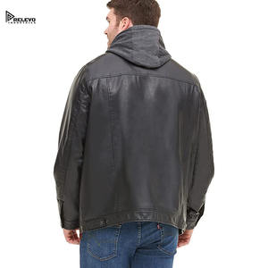 Chaqueta de Cuero para Hombre de Alta Calidad, Estilo Motero, Abrigo Cálido de Invierno, Logotipo Personalizado, Proveedor Mayorista - Product Image 2
