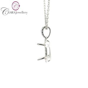 Vente en gros 18K AU750 or rose classique simple pendentif Halo montage véritable 9.3X7.2MM forme ovale en diamant naturel-cadeau parfait - Product Image 2