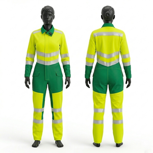 Overol de Seguridad Premium para Mujer, 260 GSM, Polialgodón, Paneles en Amarillo y Verde, Reflectante, Logotipo Personalizado - Product Image 1