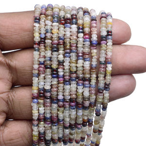 Rondelle Shape Natural Multi Sapphire Smooth 16 pulgadas 3-4mm Cuentas de piedras preciosas de cristal natural Strand para la fabricación de joyas - Product Image 3