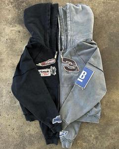 Vintage Washed 100% Cotton Hoodies Custom Applique logo Embroidery Patched Mens Heavyweight Double Layer <b>Hooded</b> Hoodie - Product Image 5