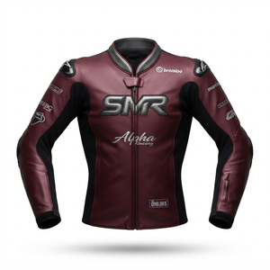 Men’s Cowhide Leather <b>Racing</b> <b>Jacket</b>/Chaqueta MotoCP Style CE Level 2 Armor Motorcycle Track Riding Protective Gear CE - Product Image 1