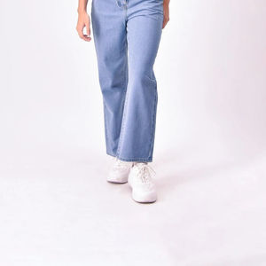 Jeans baggy en denim vintage taille haute multi-poches pour femmes, avec logo personnalisé, produit très populaire. - Product Image 2