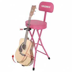 Taburete para Guitarra 5Core, Silla Acolchada de 3.15 Pulgadas con Respaldo, Asiento Musical Plegable con Reposapiés Integrado, Soporte para Guitarra - Product Image 1