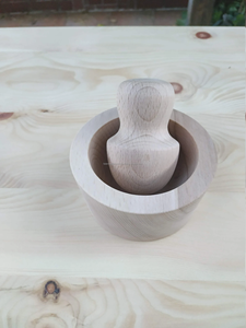 Mortero de madera de forma redonda y mortero, Decoración de cocina segura para alimentos, artículos de utilidad para el hogar y panadería, pastel Stan de FWE - Product Image 3