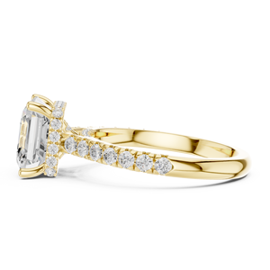 แหวนทองคำขาว 14k สุดหรู ประดับเพชรทรง Asscher ที่เพาะเลี้ยงในห้องปฏิบัติการ พร้อมแถบฝังเพชรด้านข้าง เครื่องประดับสุดหรูสำหรับผู้หญิงและเด็กผู้หญิง - Product Image 2