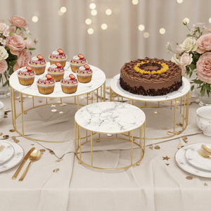 Support à gâteau décoratif en métal et marbre, pour cupcakes, pâtisseries, bonbons, décoration intérieure - Product Image 1
