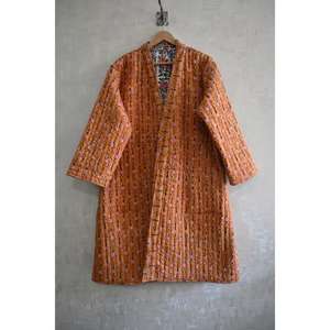 Reversible Cotton Quilted Jacket Boho Long <b>Coat</b> Women Kantha Bathrobe Handmade Indian Wear - Product Image 3