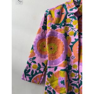 Handcrafted Knitted Breathable Cotton Long Suzani Embroidered Colorful Floral Varsity <b>Jacket</b> Festive Gift for <b>Women</b> - Product Image 3