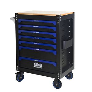 Carrello Portautensili in Acciaio a 7 Cassetti da 30 Pollici con Piano in Legno e Ruote per Stoccaggio Attrezzi in Garage e Magazzini - Product Image 4