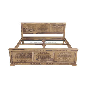 Marco de cama de madera maciza Premium hecho a mano diseño moderno ahorro de espacio elegante funcionalidad de belleza características estilo tallado a mano - Product Image 4