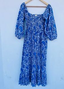Femmes filles pur coton Maxi robe indien bloc imprimé décontracté été soirée à la mode nouvelle vente en gros longue robe mi-longue - Product Image 3