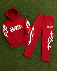 Ensemble de survêtement rouge personnalisé pour hommes, sweat à capuche et pantalon de jogging, imprimé flamme noire, streetwear, vêtements de sport décontractés, tenue 2 pièces - Product Image 6