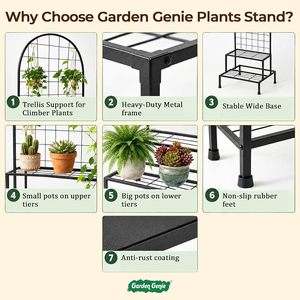 Modern Metal Flower <b>Stand</b> With <b>Hanging</b> Grid And Three Shelves For Indoor Plants Home Decor - Product Image 3