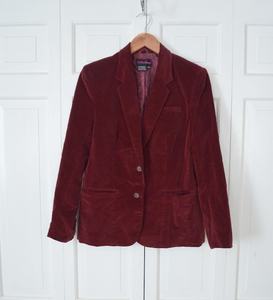 Blazer de Terciopelo Borgoña Vintage para Mujer / Colección Años 80 / Chaqueta de Traje Color Vino / Blazer Estructurado de Dos Botones para Fiestas - Product Image 3