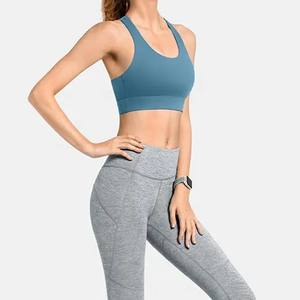 Sujetador deportivo cómodo al por mayor para mujer, sujetador deportivo de alto soporte, sujetador deportivo cómodo color nude para yoga con tirantes dobles - Product Image 5