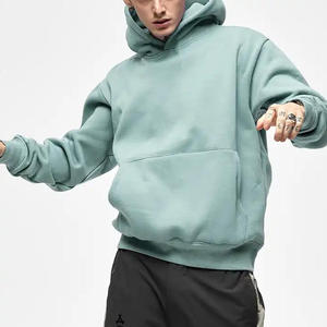 Custom Fleece Hoodie With No String Brown Blank Drop Shoulder 100% Cotton Thick High Quality Oversized Heavyweight Hoodie - Product Image 3