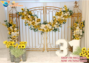 Vente en gros de porte traditionnelle européenne en métal, fer, décor pour événements de mariage de luxe, arche de fond de scène en mosaïque - Product Image 6