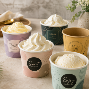 Gobelet à crème glacée jetable en papier à paroi simple, écologique et biodégradable, de qualité alimentaire, avec motif illustré violet, Sweet Moments - Product Image 4