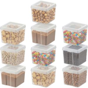 Set di 10 Contenitori Trasparenti per Alimenti da 1,3 Qt con Coperchio a Scatto Impilabili per Organizzazione Dispensa - Product Image 1
