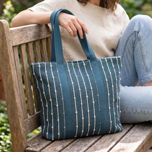 Grands sacs fourre-tout tissés à rayures multiples, de luxe, pour femmes, vente en gros indienne, avec doubles sangles, sacs de rangement pour vêtements - Product Image 3