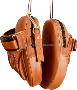Manoplas de enfoque de entrenamiento MMA de cuero de vaca 100% Vintage de alta calidad, almohadillas de enfoque PRO en Color TAN para entrenadores de boxeo y uso físico - Product Image 3