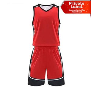Maillot de basketball personnalisé à impression par transfert, kit d'équipe vierge sans manches, col ras du cou, short sublimé, anti-humidité, protection UV - Product Image 1