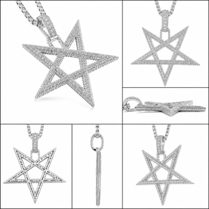 Collar con Colgante de Estrella de 5 Puntas Estilo Hip Hop, con Incrustaciones de Moissanita, Personalizado - Product Image 6