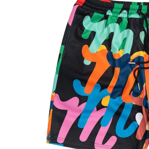 Pantalones Cortos Deportivos Personalizados con Estampado Multicolor, Estilo Drip Art, de Poliéster, para Hombre, Ropa Deportiva para Gimnasio - Product Image 3