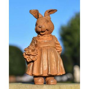 Statue de lapin rustique faite à la main avec fleurs, décoration extérieure, style simple, pour jardin, pelouse, figurine - Product Image 6