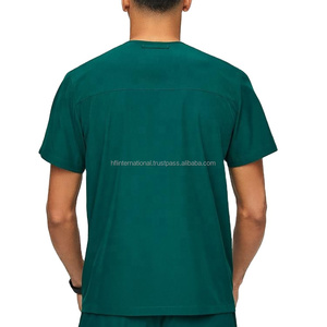 Unisex Medical <b>Scrub</b> Set Breathable Stretch Woven Cotton Polyester Hospital <b>Uniform</b> Needle Detectable Seamless Fusing - Product Image 4