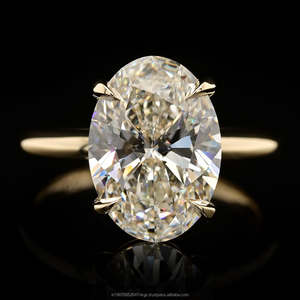 Bague Solitaire Ovale en Or 14K de Laboratoire, Griffe d'Aigle, Vente en Gros Directe Usine de Bijoux, pour Fiançailles et Anniversaire - Product Image 1
